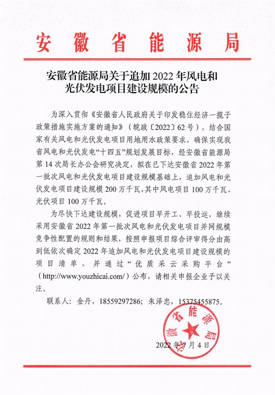 再加1GW光伏+1GW風(fēng)電！安徽2022年風(fēng)光項(xiàng)目建設(shè)規(guī)模擬至5GW！