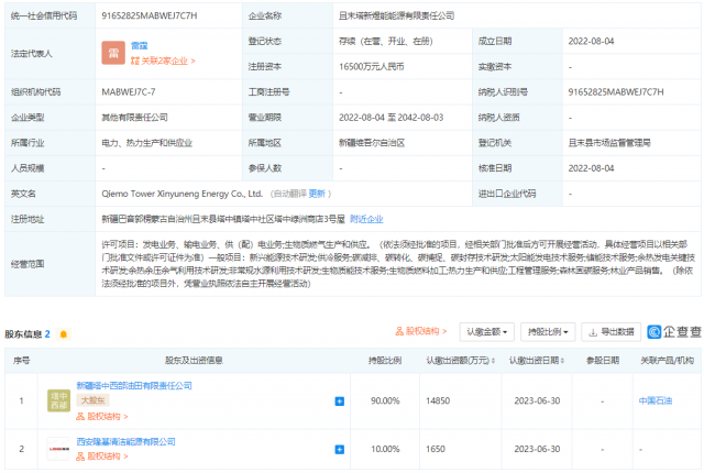 中國石油、隆基投資成立能源公司